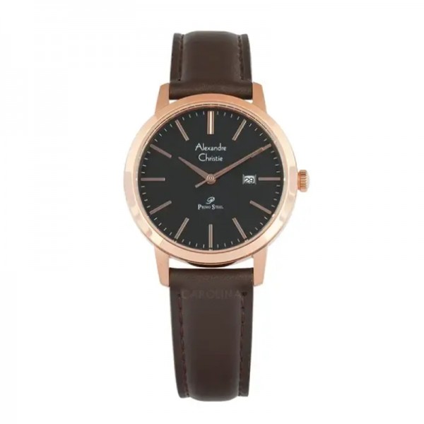 Alexandre Christie AC 1007 Rosegold Black Brown Leather Lady LDLRGBABO